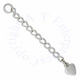 1.75" Inch Curb Chain Ankle Bracelet Extender Heart