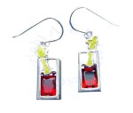 Sterling Silver Red Cubic Zirconia Bloody Mary Cocktail Earrings