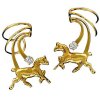 14k Gold Vermeil Cubic Zirconia Trotting Horse Wave Ear Cuff Wrap Set
