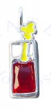 Sterling Silve Tall Glass Red Cubic Zirconia Bloody Mary Pendant