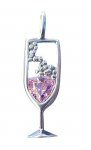 Sterling Silver Light Purple Cubic Zirconia Bubbly Champagne Charm