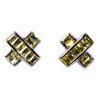 1/4" Silver Criss Cross Yellow Topaz CZ Men's Post Earrings