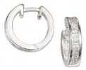 Sterling Silver 15mm Men's Cubic Zirconia Hoop Earrings