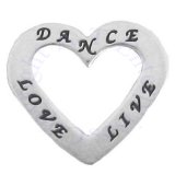 Two Sided "DANCE" "LIVE" "LOVE" Heart Shaped Affirmation Slide Pendant