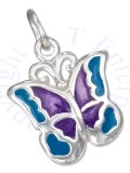 Enameled Blue Purple Butterfly Charm