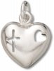 Small Puffed Heart With Heart And Cross Cutouts Charm