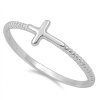 Lightweight Side Laying Christian Cross Ring With Grooved Band