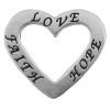 Two Sided "LOVE" "FAITH" "HOPE" Heart Shaped Affirmation Slide Pendant