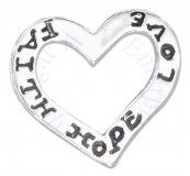Two Sided Silly LOVE HOPE FAITH Heart Shaped Affirmation Slide Pendant