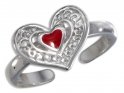 Scrolled Red Heart Toe Ring