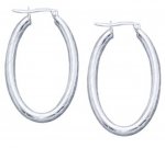 Rounded Rectangle Hoop Earrings Diagonal Lines