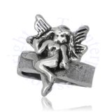 Left Ear Small Winged Fairy On Band Middle Inner Ear Cuff