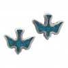 Southwest Inlaid Blue Turquoise Chips Flying Bird Post Earrings