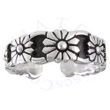 Wide Band Seven Daisy Flowers Adjustable Toe Ring