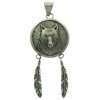 Wolf In Circle With Hanging Feathers Tribal Charm