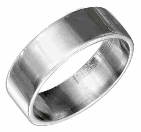 Sterling Silver Unisex Plain Wedding Band Ring 6mm Aunties Treasures