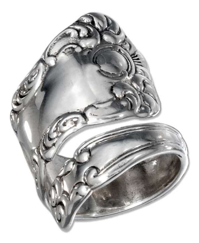 Sterling Silver Scrolled Wide Spoon Ring Auntie's Treasures Online