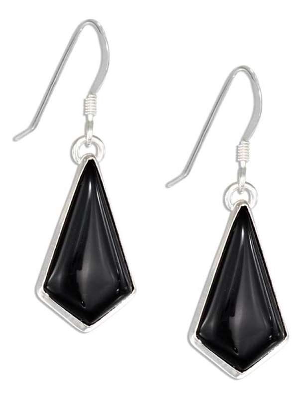 Sterling Silver Kite Shaped Black Onyx Earrings Aunties Treasures