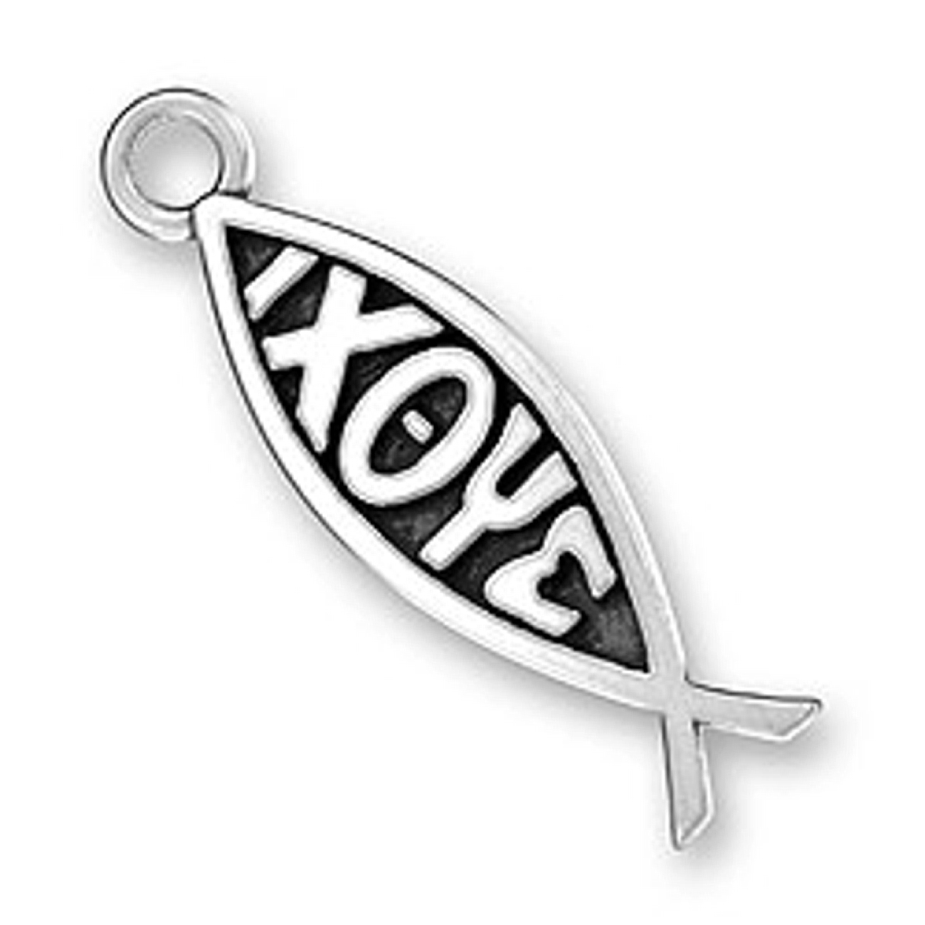 Ixoye Christian Fish Symbol Charm Sterling Silver IxoyeFishSymbol